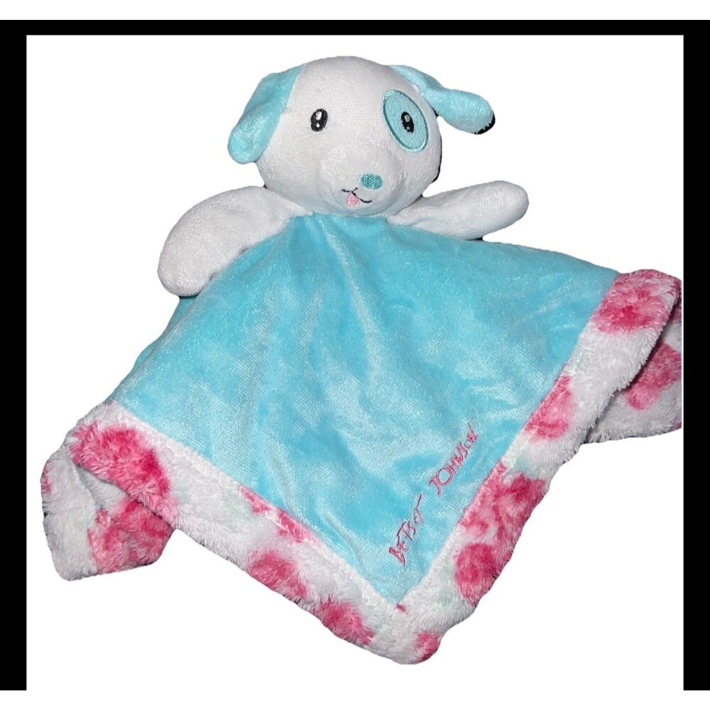 Betsey Johnson puppy dog Baby Plush Stuffed Animal Lovey Aqua Pink